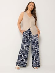 Yours Curve Shell Print Wide Leg Trousers - Imagen 3 de 5