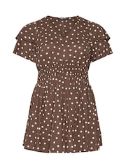 Yours Curve Brown Flutter Sleeve Top - Image 5 of 5