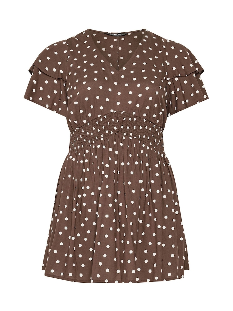 Yours Curve Brown Flutter Sleeve Top - Image 5 of 5