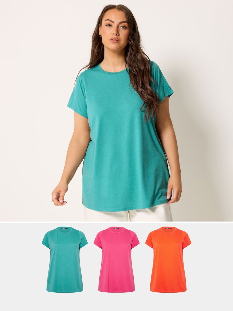 Yours Curve Pink Core T-Shirts 3 Pack - Image 1 of 6