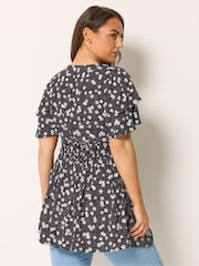 Yours Curve Black Flutter Sleeve Top - Image 2 of 5