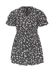 Yours Curve Black Flutter Sleeve Top - Image 5 of 5