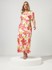 Yours Curve White London Mesh Godet Wrap Dress - Image 1 of 5