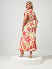 Yours Curve White London Mesh Godet Wrap Dress - Image 3 of 5