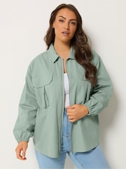 Yours Curve Green Utility Shacket - Image 1 of 6