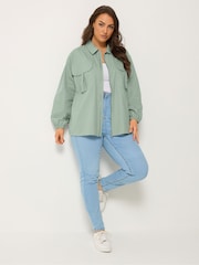 Yours Curve Green Utility Shacket - Image 3 of 6