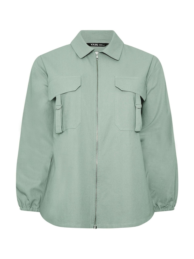 Yours Curve Green Utility Shacket - Image 6 of 6 Yours Curve Green Utility Shacket - Image 6 of 6