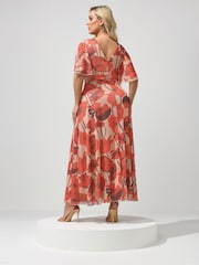 Yours Curve Natural London Angel Sleeve Mesh Maxi Dress - Image 3 of 5