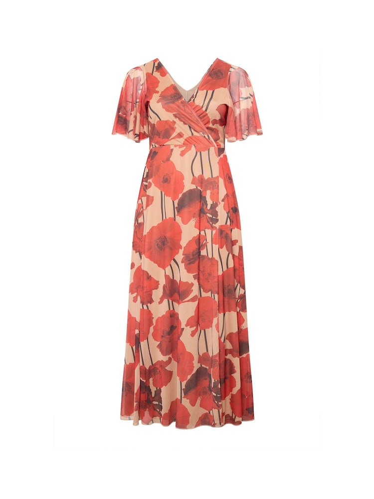 Yours Curve Natural London Angel Sleeve Mesh Maxi Dress - Image 5 of 5