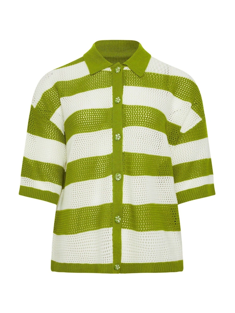 Yours Curve Green Limited Stripe Boxy Knitted Shirt - Image 5 of 5 Yours Curve Green Limited Stripe Boxy Knitted Shirt - Image 5 of 5
