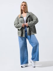 Yours Curve Grey Limited Washed Utility Jacket - Image 2 of 6