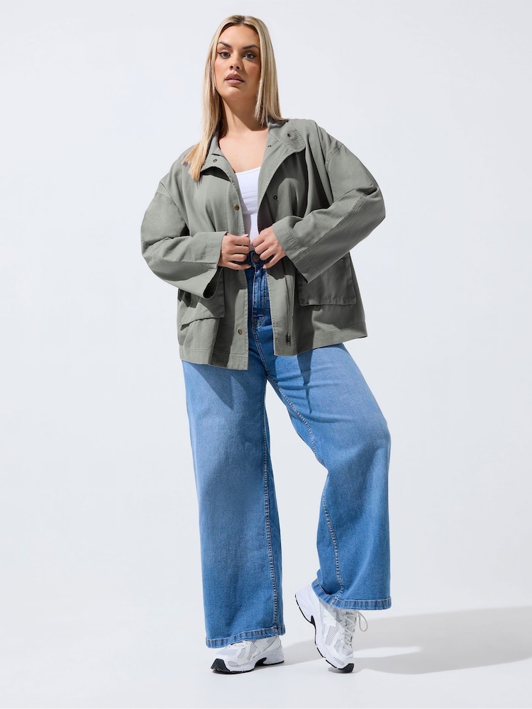 Yours Curve Grey Limited Washed Utility Jacket - Image 2 of 6