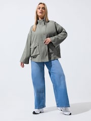 Yours Curve Grey Limited Washed Utility Jacket - Image 3 of 6