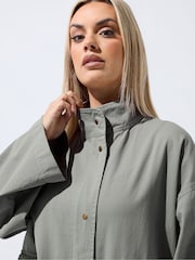 Yours Curve Grey Limited Washed Utility Jacket - Image 5 of 6
