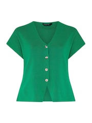Yours Curve Green Limited Double Button Knitted Top - Image 5 of 5