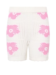 Yours Curve White Limited Crochet Flower Shorts - Image 5 of 5