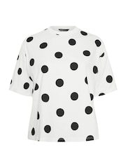 Yours Curve White Limited Polka Dot T-Shirt - Image 2 of 2