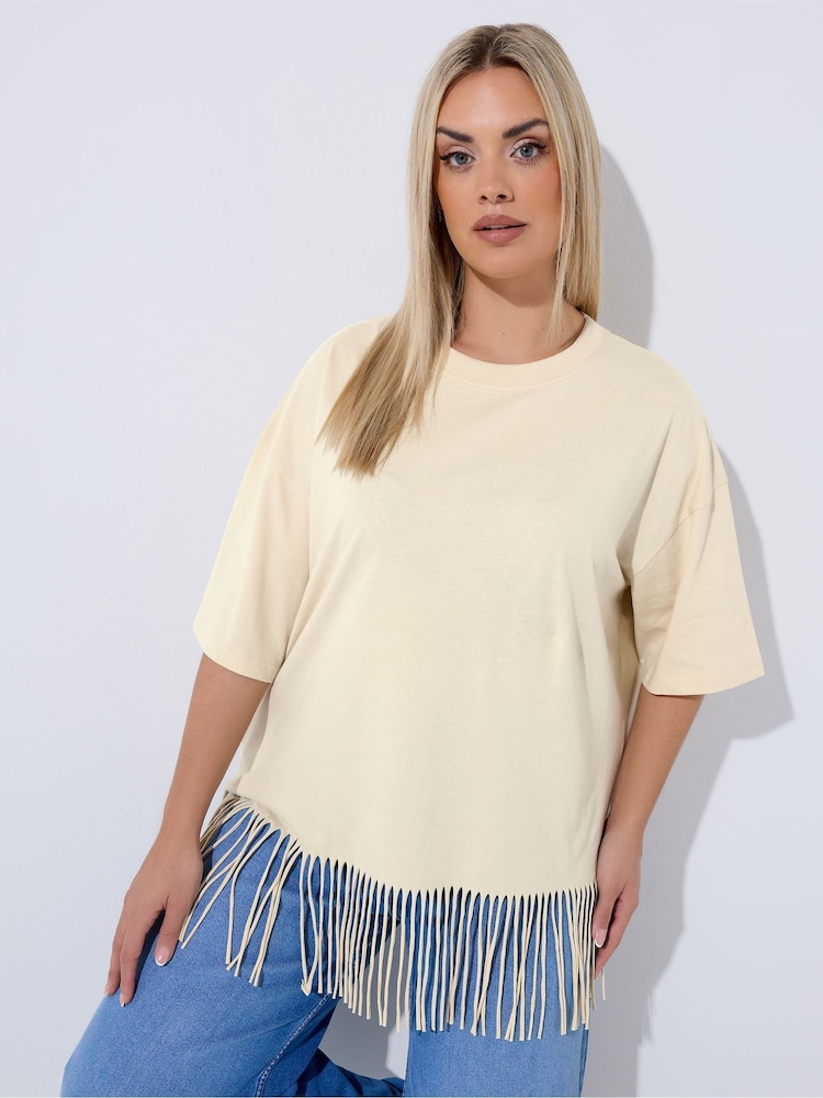 Yours Curve Natural Limited Tassel Beach Top - Image 1 of 5