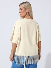 Yours Curve Natural Limited Tassel Beach Top - Image 2 of 5