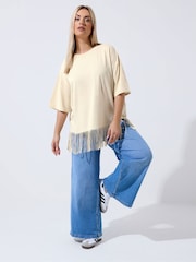 Yours Curve Natural Limited Tassel Beach Top - Image 3 of 5