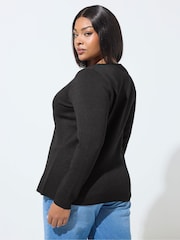 Yours Curve Black Limited Long Sleeve Knitted Top - Image 2 of 4