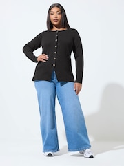 Yours Curve Black Limited Long Sleeve Knitted Top - Image 3 of 4