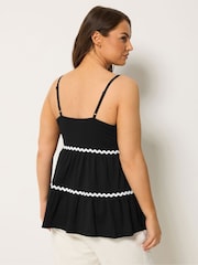 Yours Curve Black Ric Rac Strappy Tiered Vest - Image 3 of 4