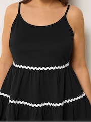 Yours Curve Black Ric Rac Strappy Tiered Vest - Image 4 of 4