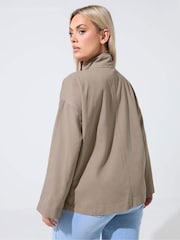 Yours Curve Brown Limited Washed Utility Jacket - Image 3 of 6