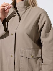 Yours Curve Brown Limited Washed Utility Jacket - Image 4 of 6