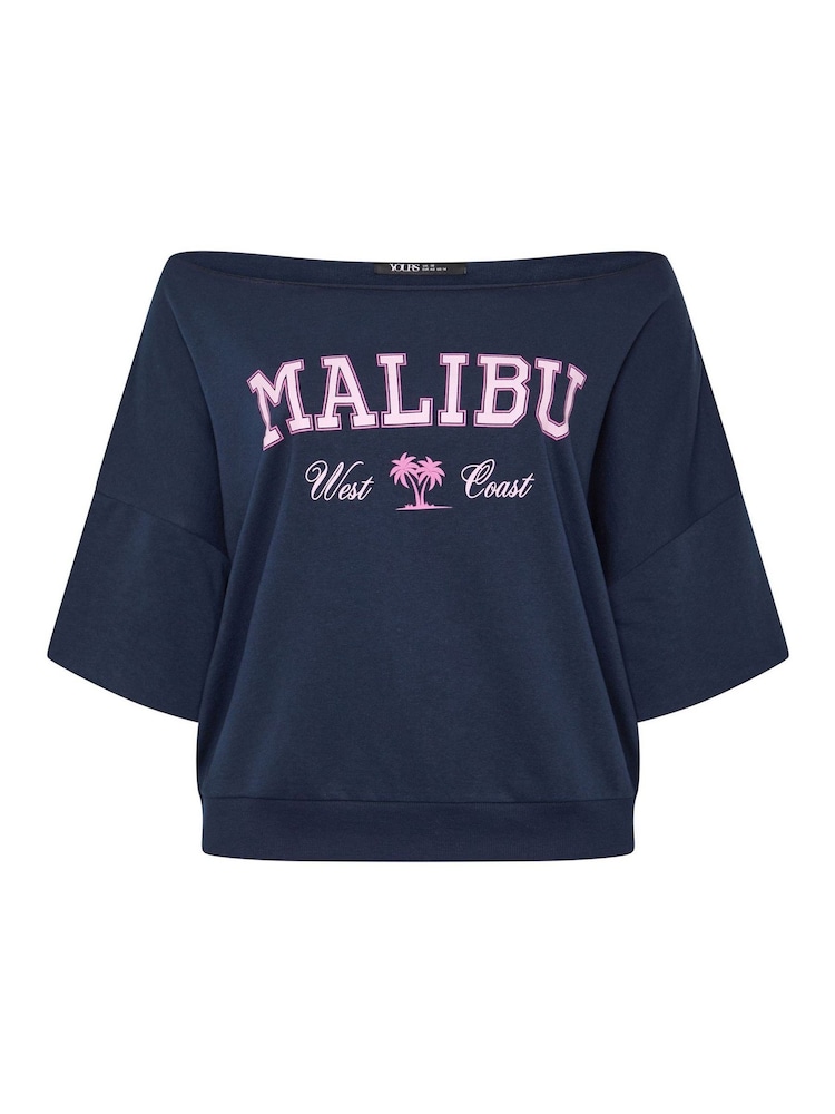 Yours Curve Blue Off The Shoulder T-Shirt - Image 5 of 5