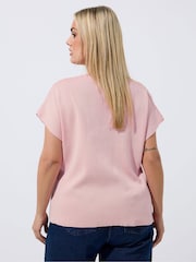 Yours Curve Pink Limited Double Button Knitted Top - Image 3 of 5