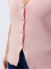 Yours Curve Pink Limited Double Button Knitted Top - Image 4 of 5