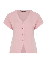 Yours Curve Pink Limited Double Button Knitted Top - Image 5 of 5