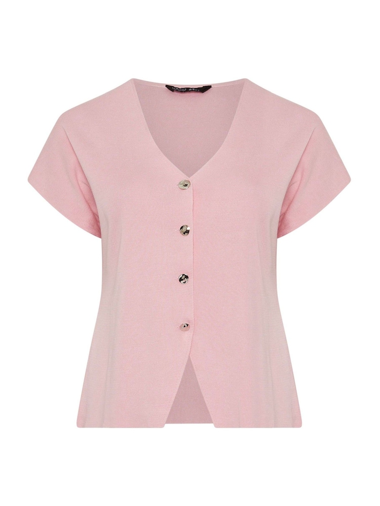 Yours Curve Pink Limited Double Button Knitted Top - Image 5 of 5