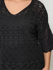 Yours Curve Black Crochet Tunic - Image 4 of 4