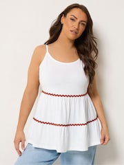 Yours Curve White Ric Rac Strappy Tiered Vest - Image 1 of 5