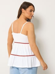 Yours Curve White Ric Rac Strappy Tiered Vest - Image 2 of 5