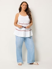Yours Curve White Ric Rac Strappy Tiered Vest - Image 3 of 5