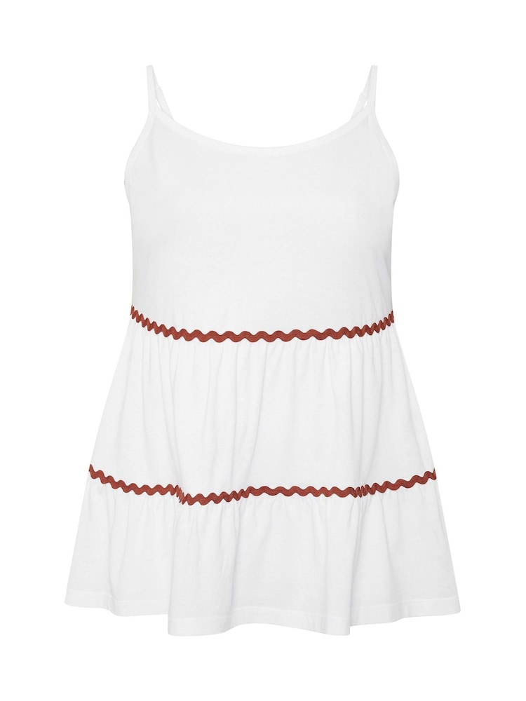 Yours Curve White Ric Rac Strappy Tiered Vest - Image 5 of 5