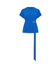 Yours Curve Blue Limited Belt Buckle Waist Top - Image 4 of 5