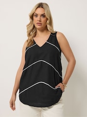 Yours Curve Black Stitched Detail Vest - Image 1 of 4