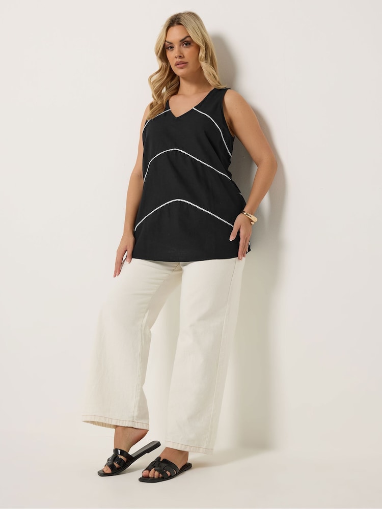 Yours Curve Black Stitched Detail Vest - Image 2 of 4