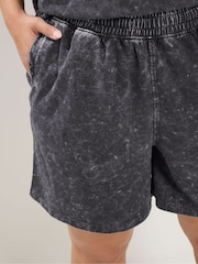 Yours Curve Grey Acid Wash Sweat Top & Short Set - Image 4 of 5