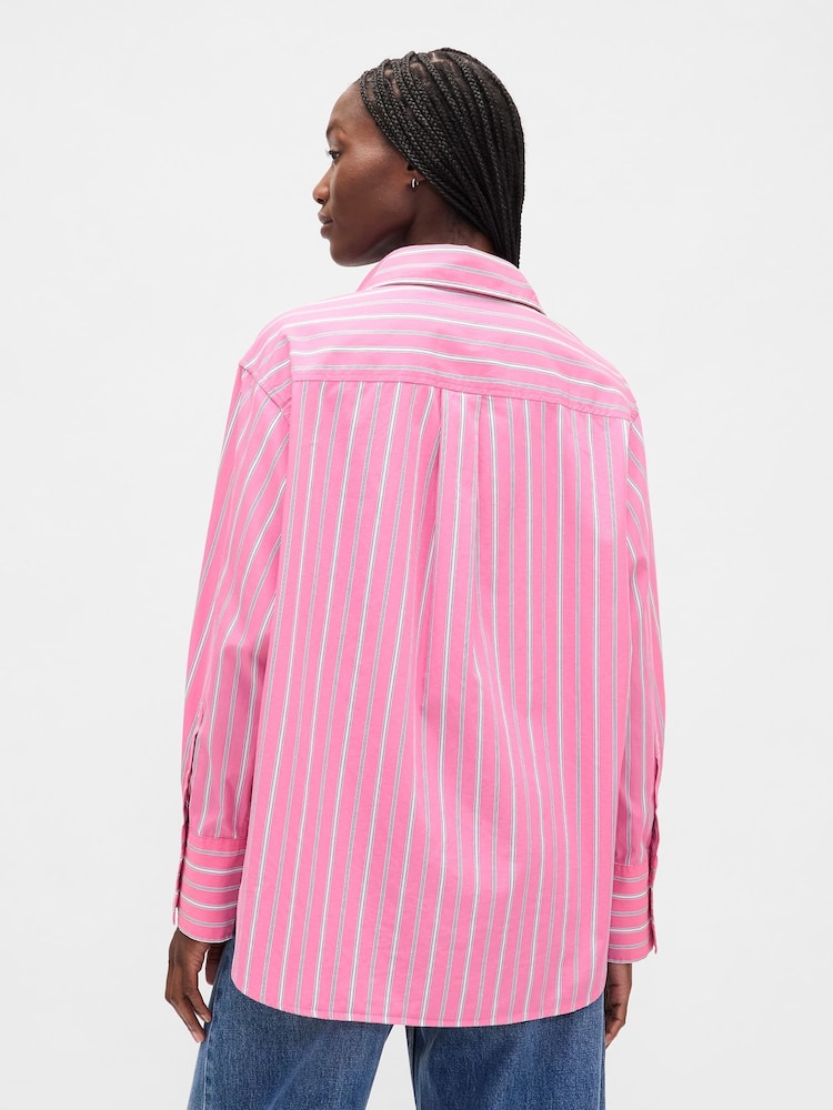 Gap Pink stripe Poplin Oversized Shirt - Image 2 of 4