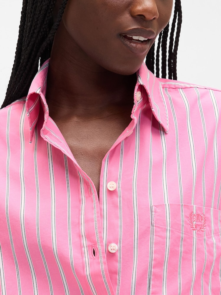 Gap Pink stripe Poplin Oversized Shirt - Image 4 of 4