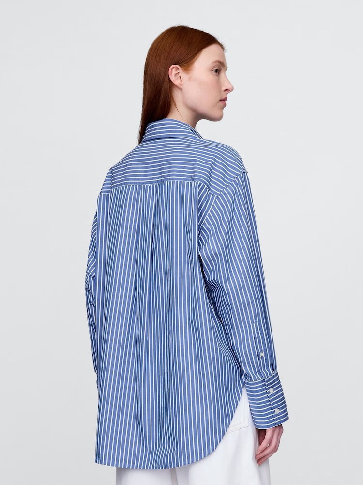 Gap Blue stripe Poplin Oversized Shirt - Image 2 of 5