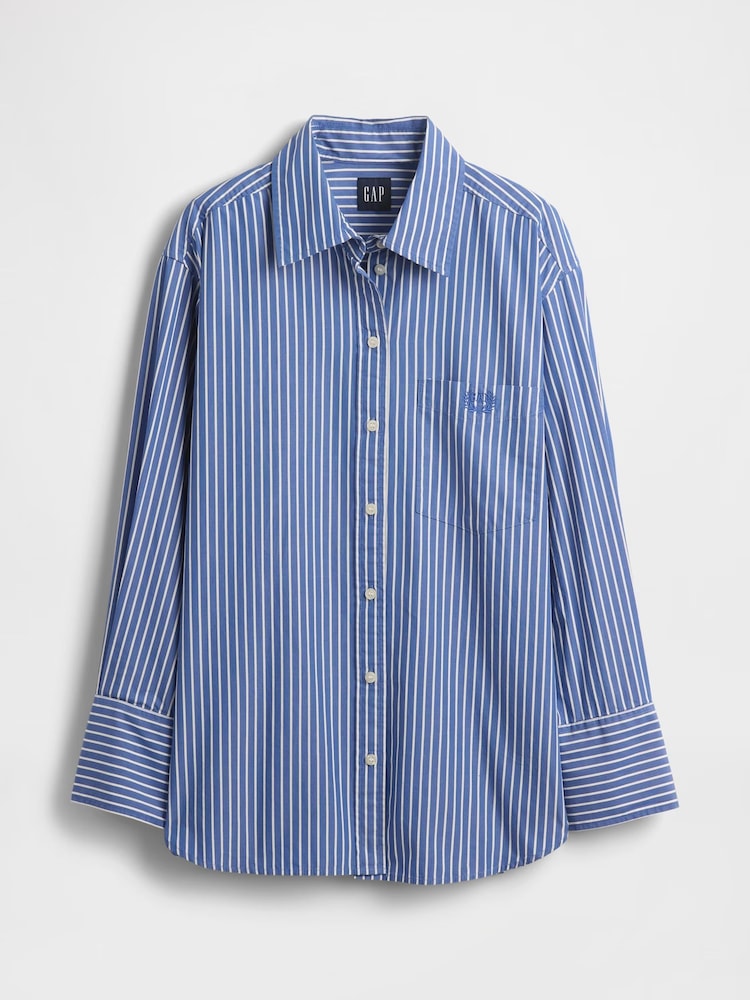 Gap Blue stripe Poplin Oversized Shirt - Image 5 of 5