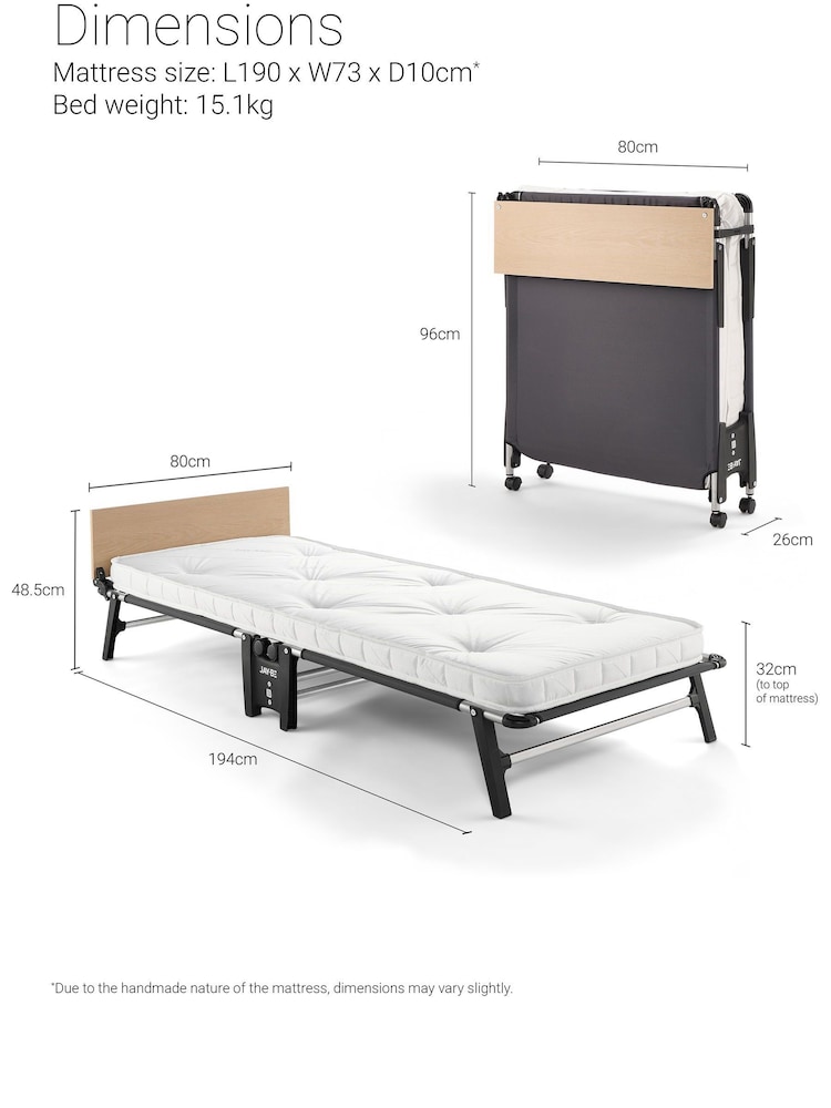 Jay-Be Black and White Quick Folding Bed with Pocket Sprung Mattress - Image 6 of 6 Jay-Be Black and White Quick Folding Bed with Pocket Sprung Mattress - Image 6 of 6