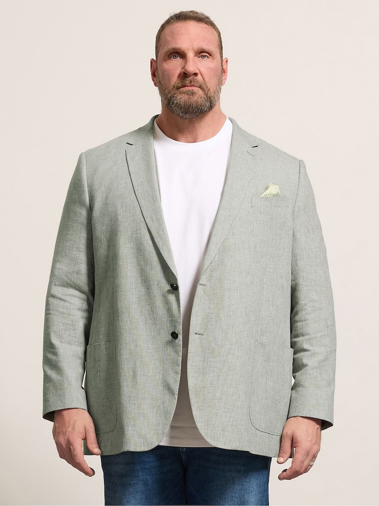 BadRhino Big & Tall Grey Linen Blend Suit Jacket - Image 2 of 7